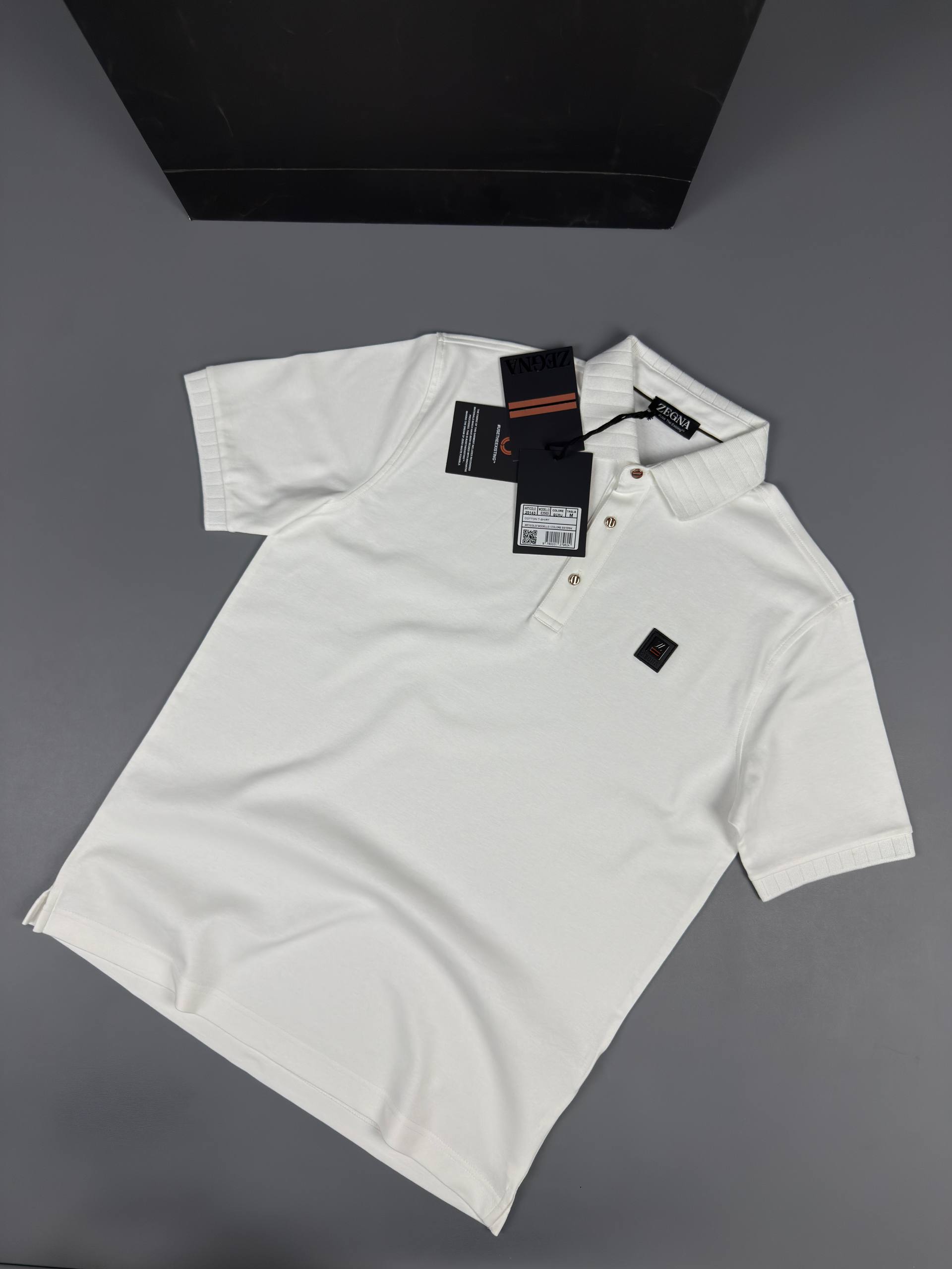 Zegna Polo Yaka Beyaz İthal İnterlog Kumaş