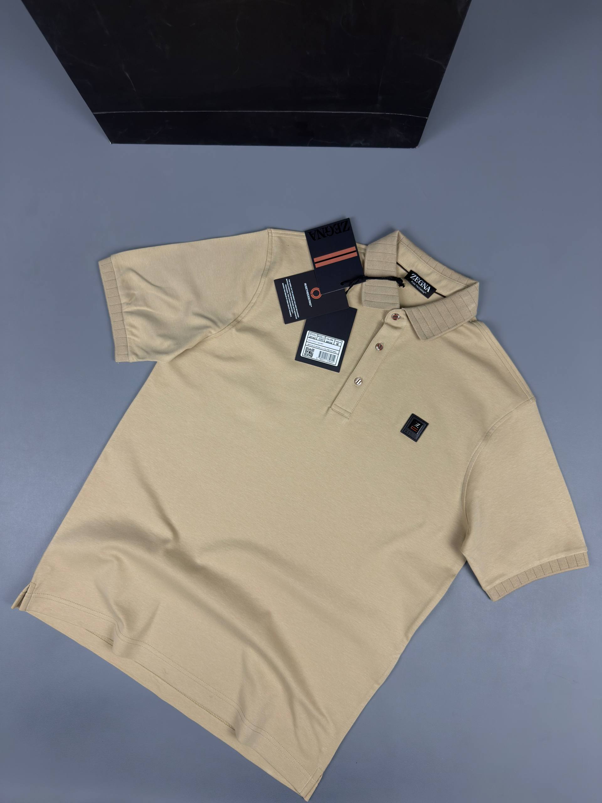 Zegna Polo Yaka Açık Kahve İthal İnterlog Kumaş