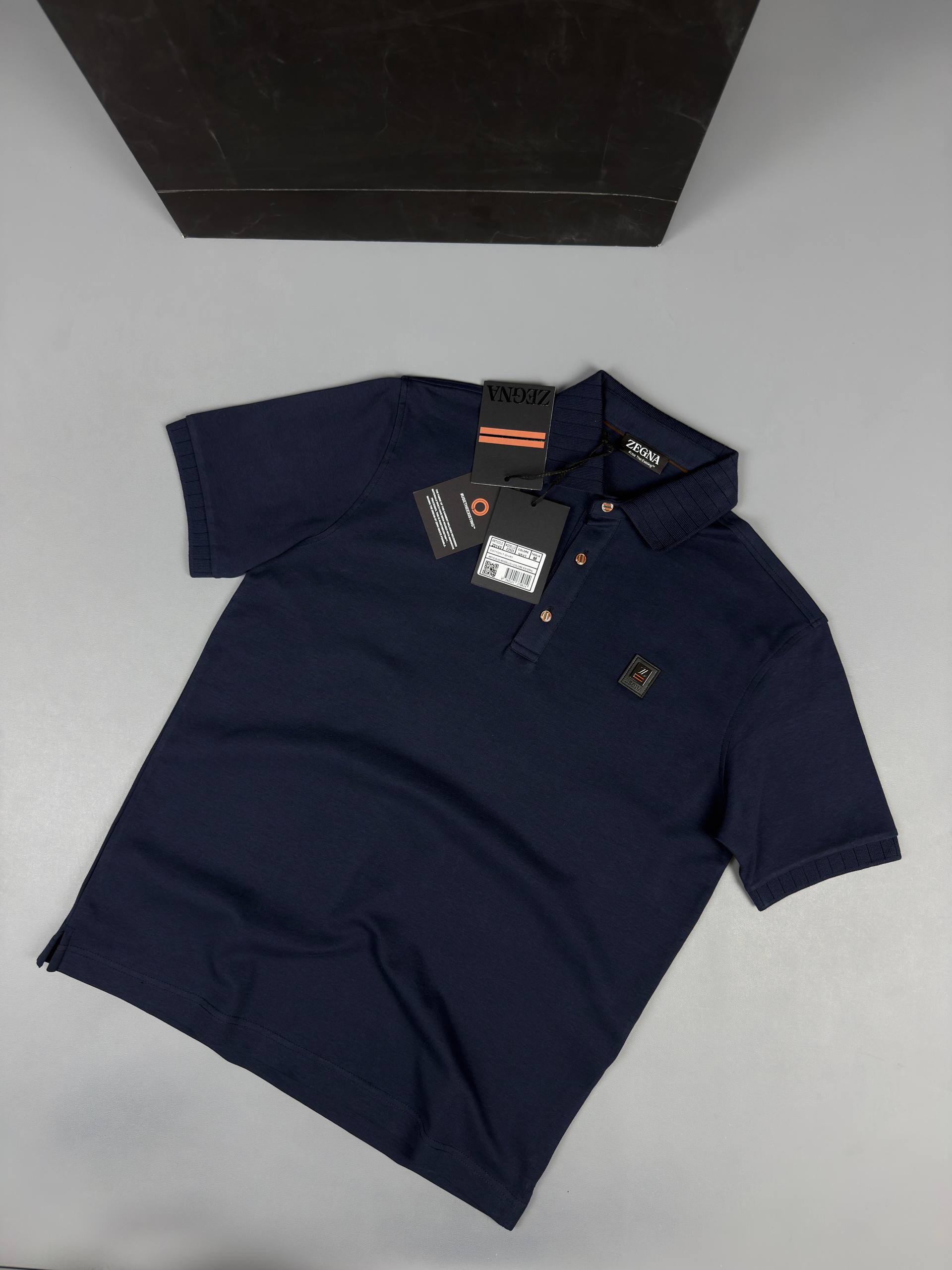 Zegna Polo Yaka Lacivert İthal İnterlog Kumaş