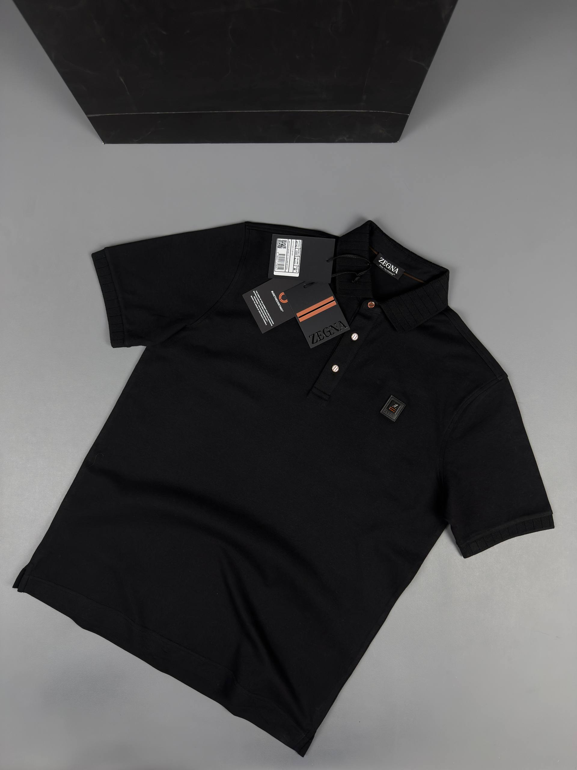 Zegna Polo Yaka Siyah İthal İnterlog Kumaş