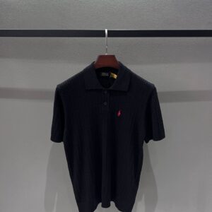 PRL Merserize Siyah Renk İthal Düğmeli Polo Yaka Tişört