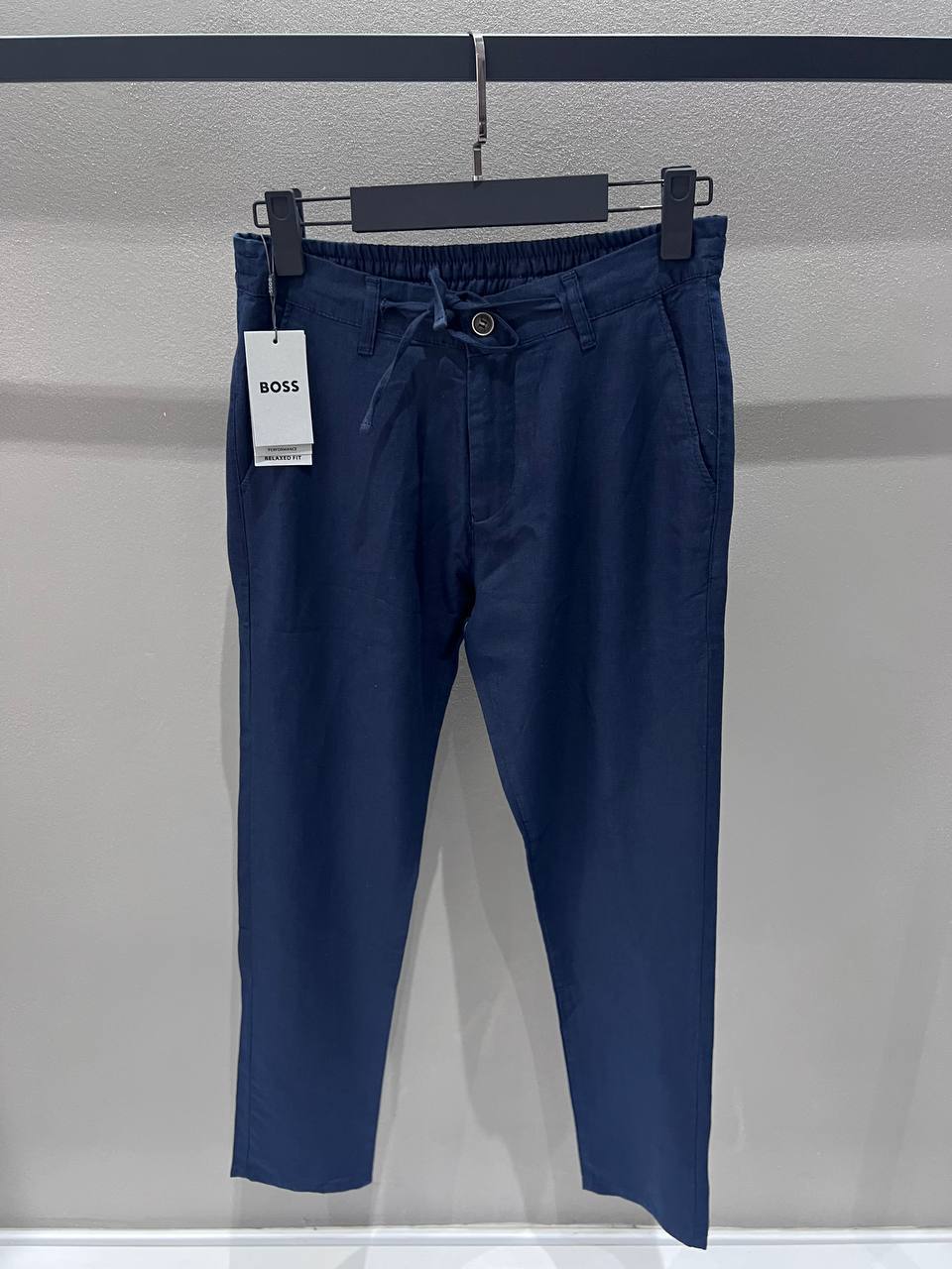 Boss Ham Keten Lacivert Renk Jogger Pantolon