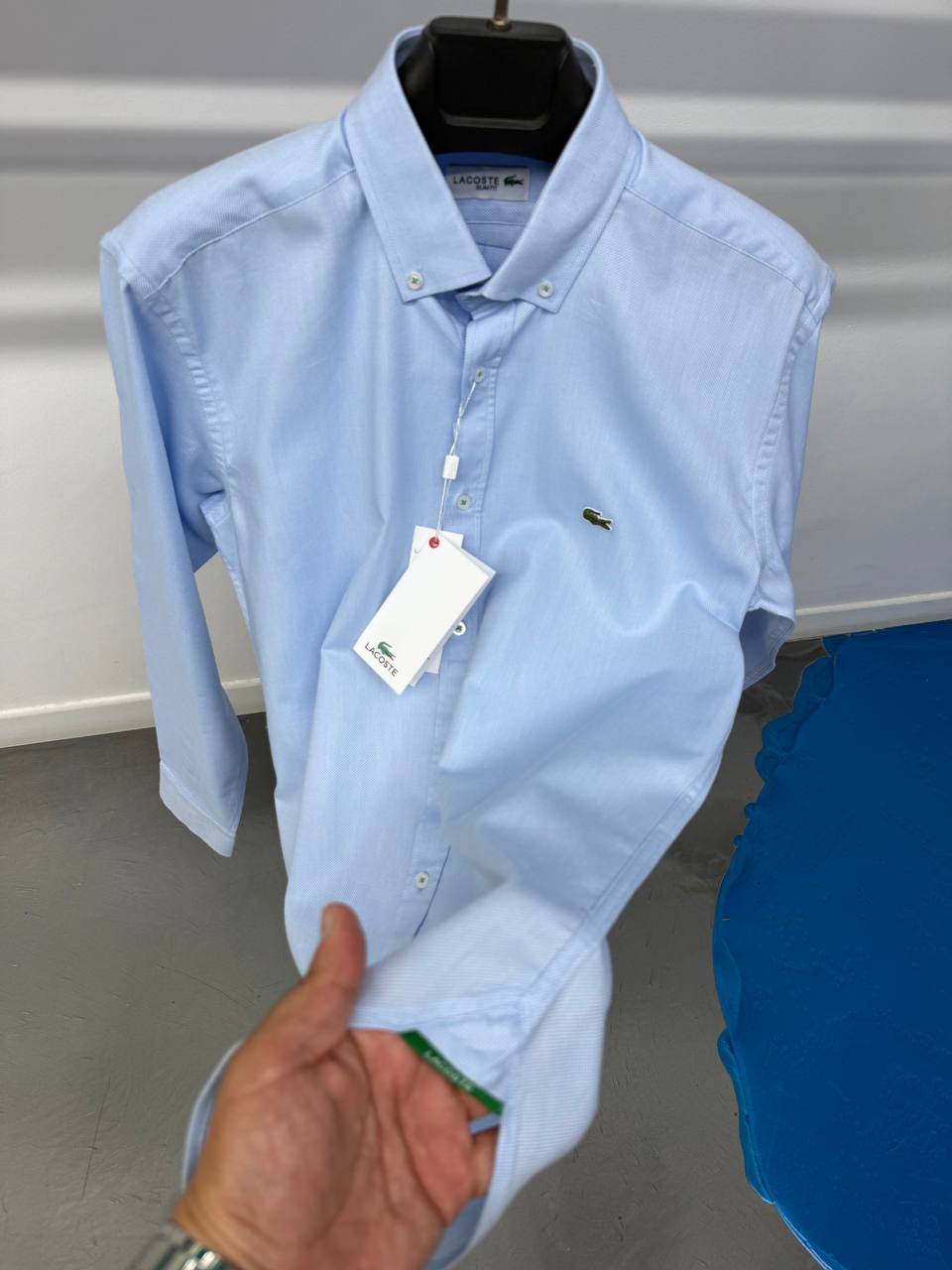 Lacoste İthal Polyemit Buz Mavi Slimfit Gömlek