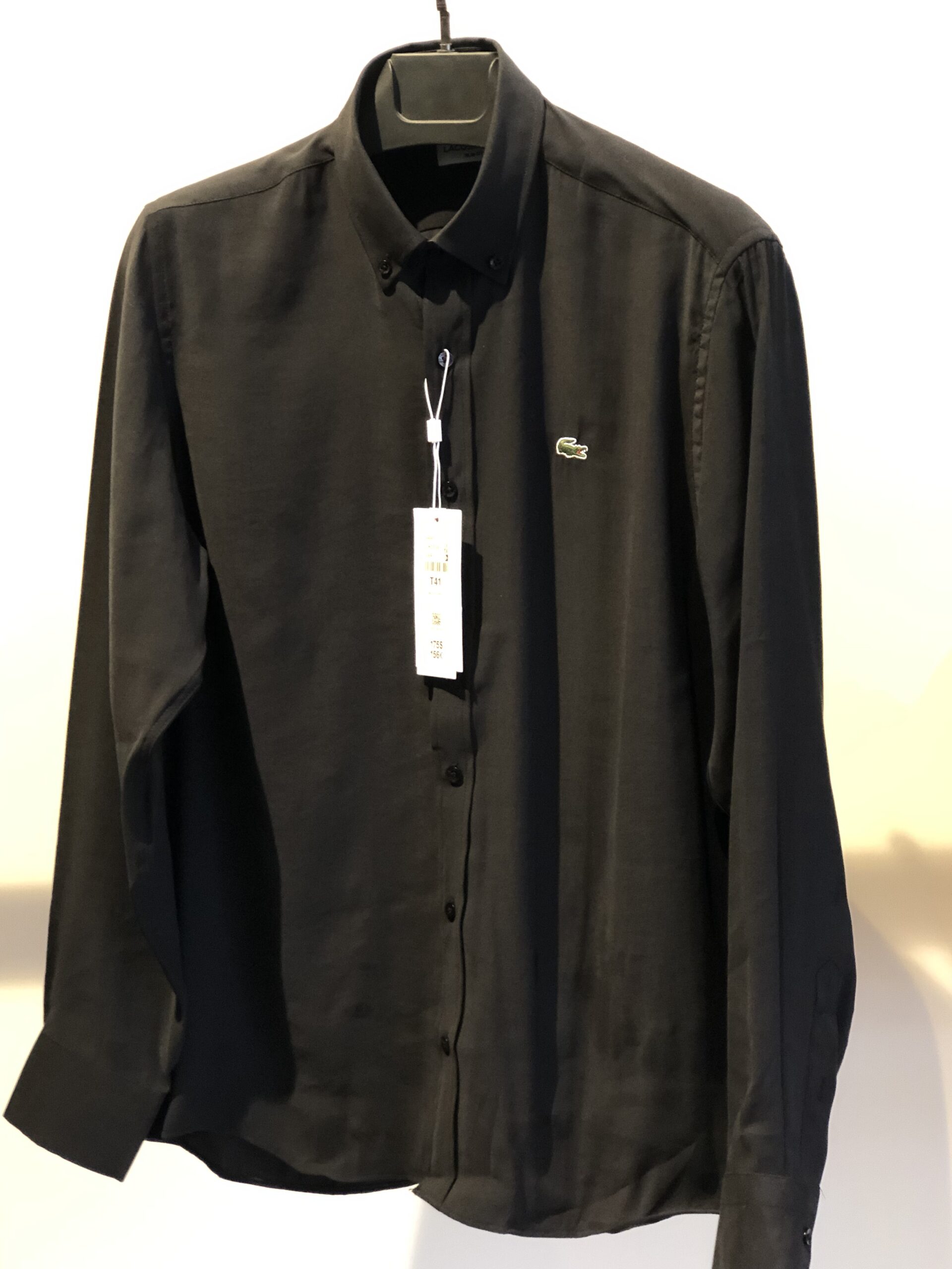 Lacoste İthal Polyemit Siyah Slimfit Gömlek